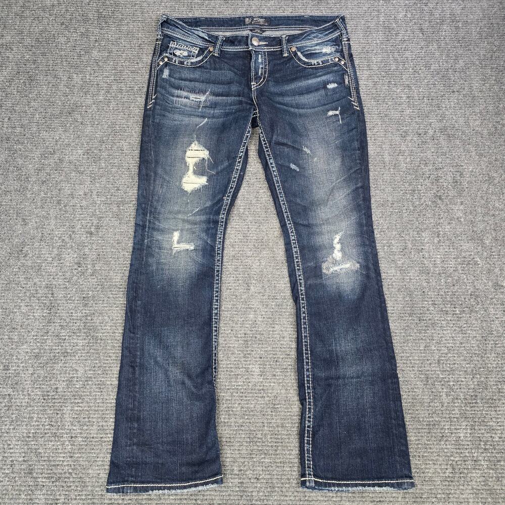 Silver Jeans Aiko Baby Boot Jeans Womens Tag 31x33 Distressed Stretch